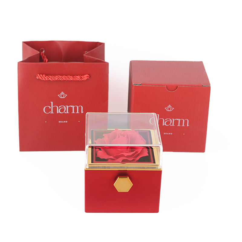 Charm Heart Necklace with Eternal Rose Box